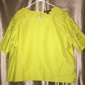 NWOT Lime Green Lace Up Short Sleeve Crop Top